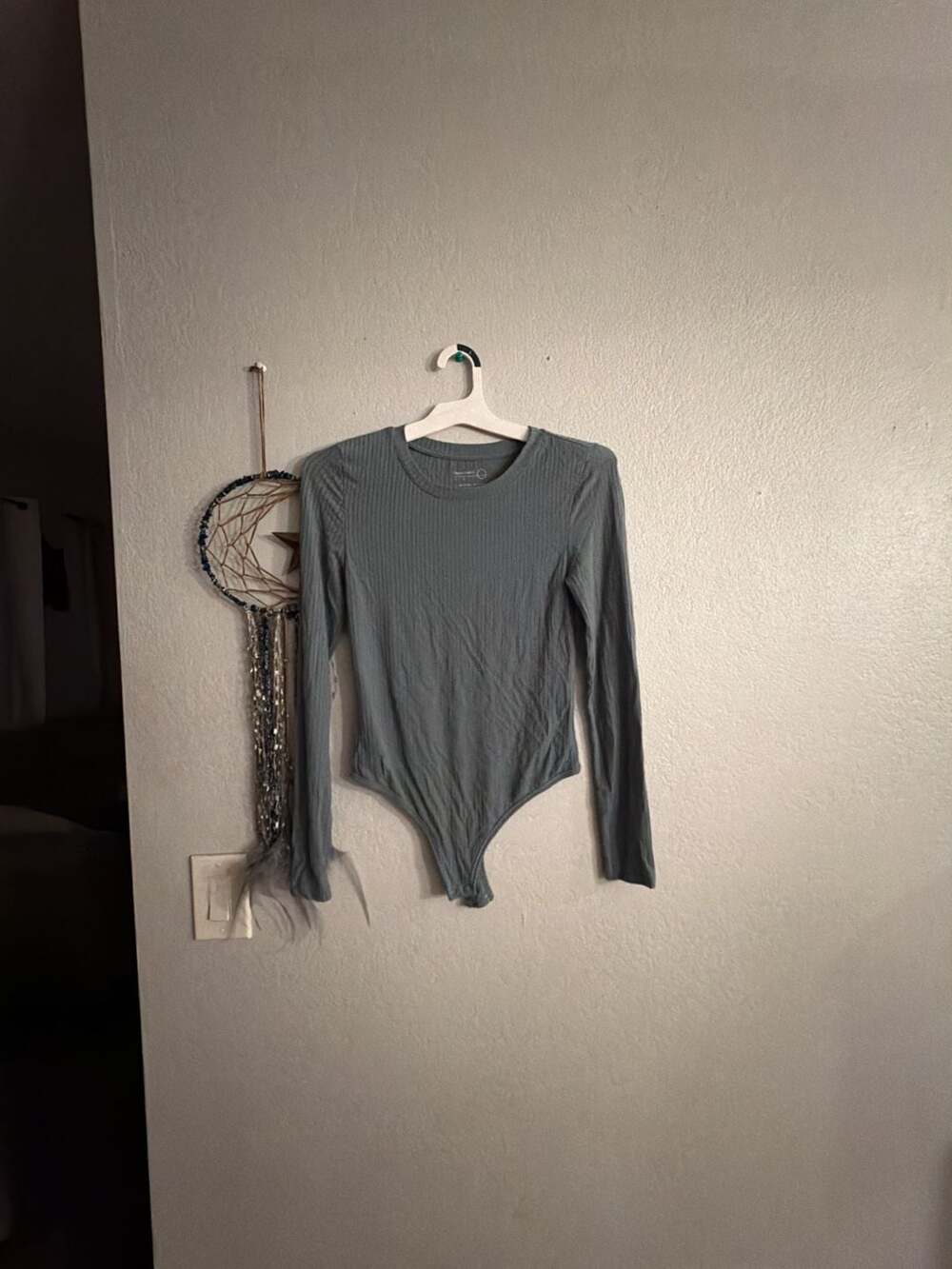 Paper Label Ribbed Long Sleeve Bodysuit Size Small